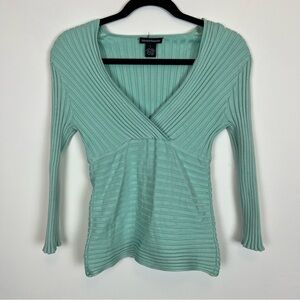 Dolce and Fabuloso Silk blend ribbed top - teal spring spandex chic boho